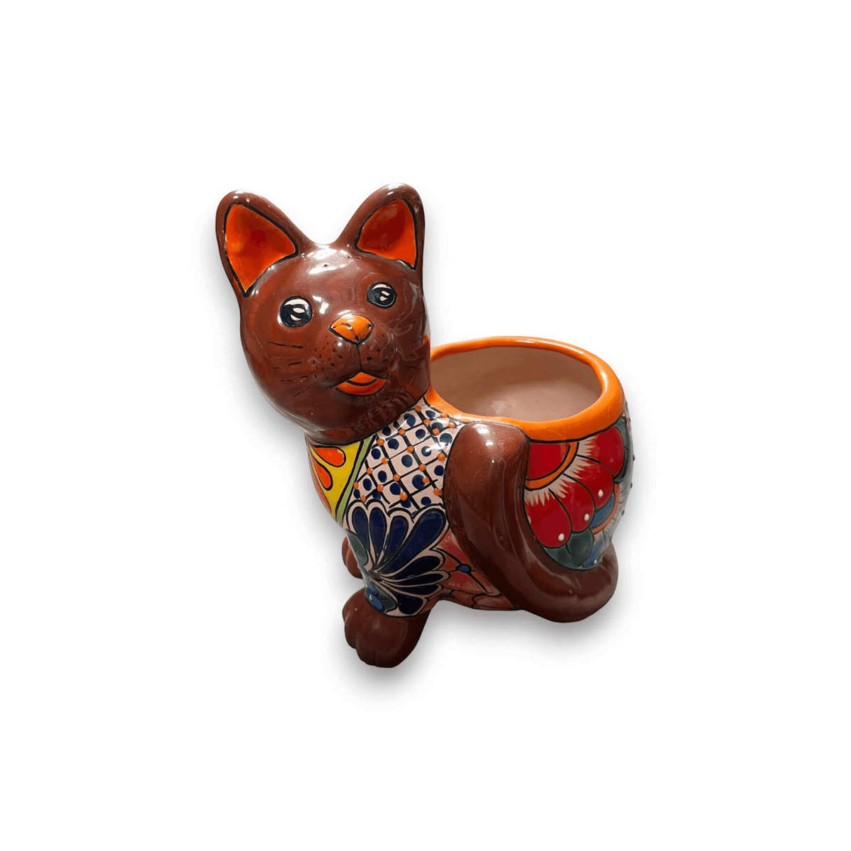 Handmade Cat Planter | Hand-Painted Cat Talavera Artwork
