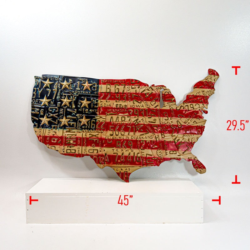 Metal USA State Map W/ Stars