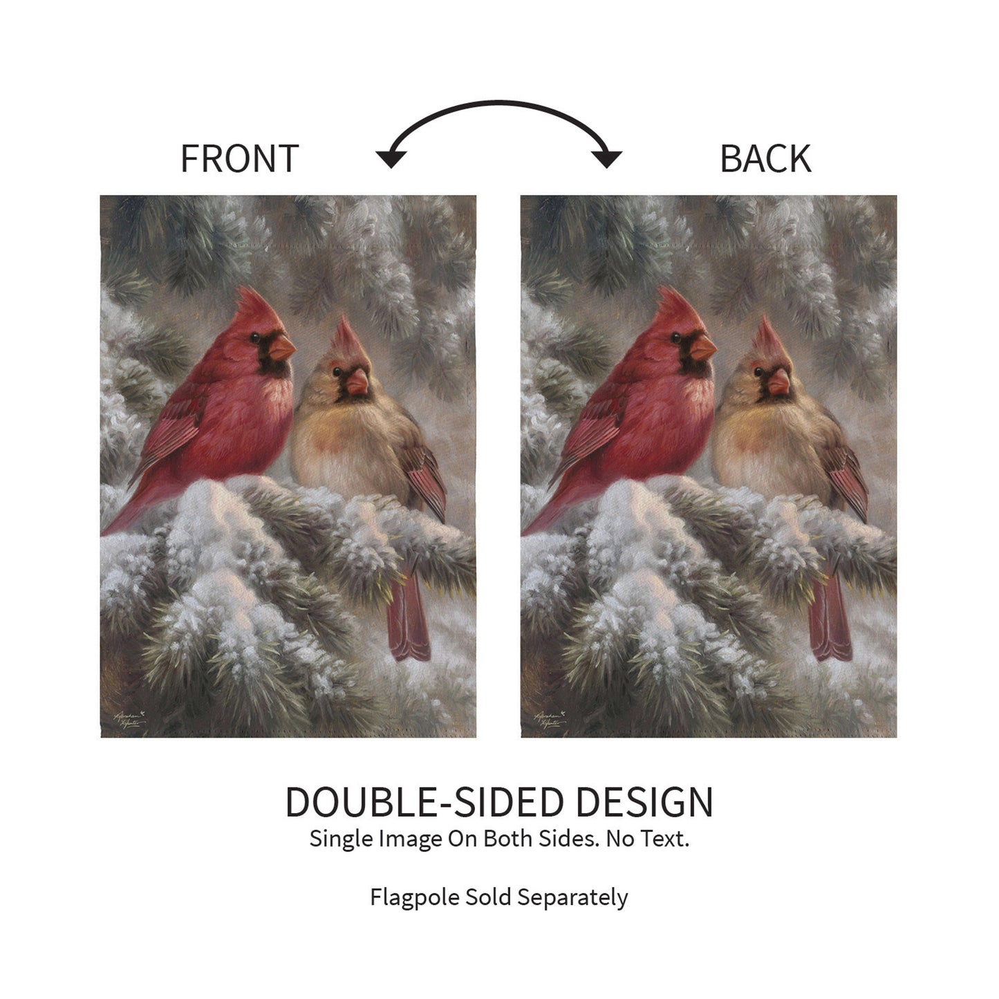 Frosted Cardinals Suede Garden Flag