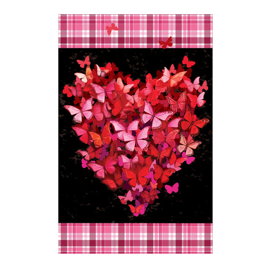 Butterfly Heart Applique House Flag