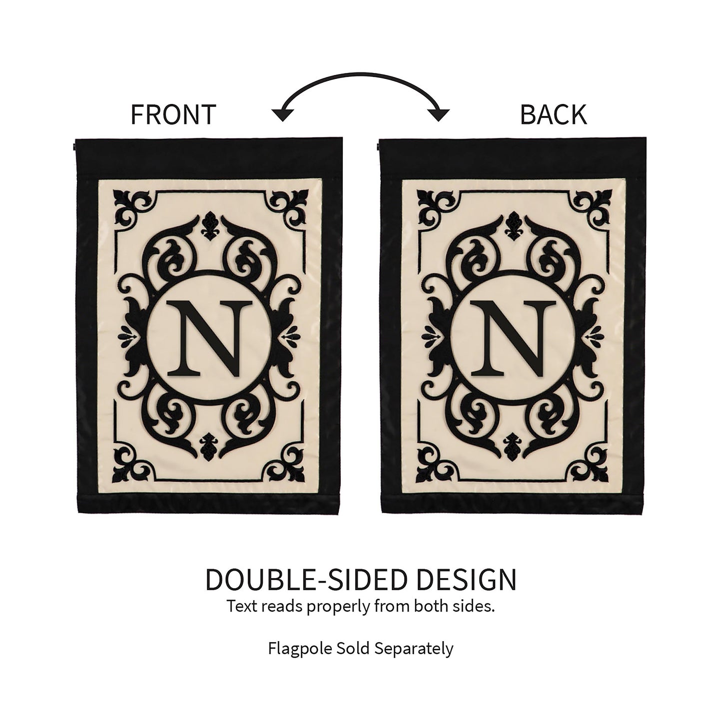 Cambridge Monogram Garden Applique Flag, Letter N