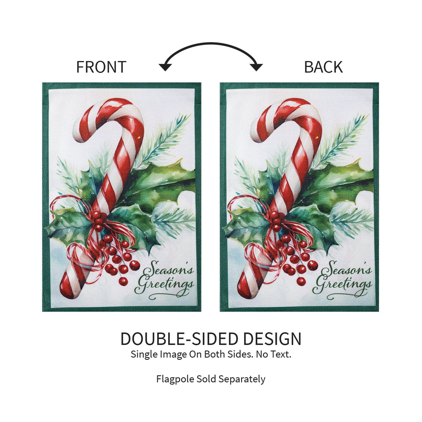 Season's Greetings Candy Cane Burlap Garden Flag