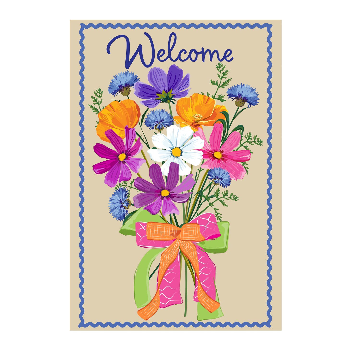 Wildflower Bouquet Applique Garden Flag