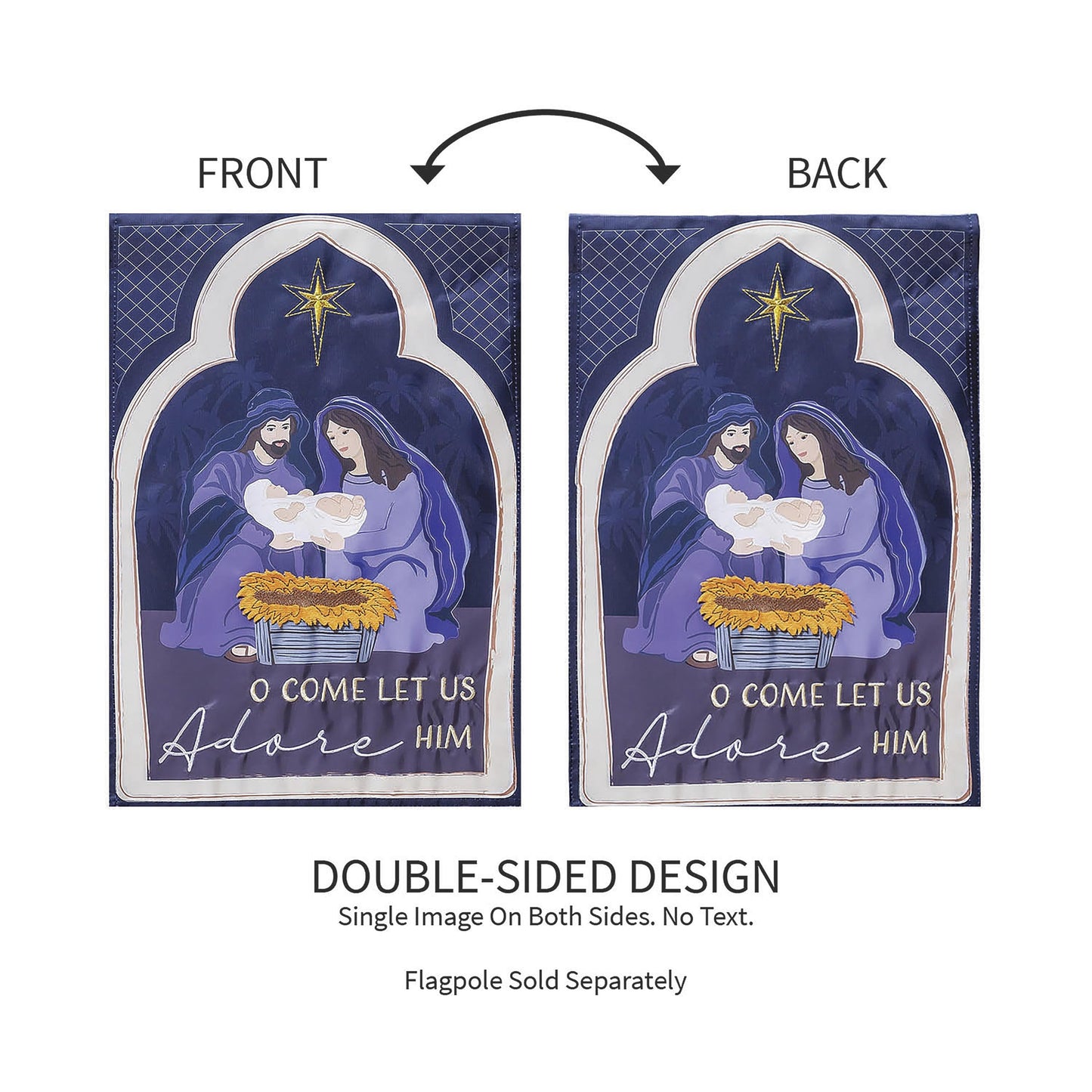 Come Let Us Adore Him Applique Garden Flag