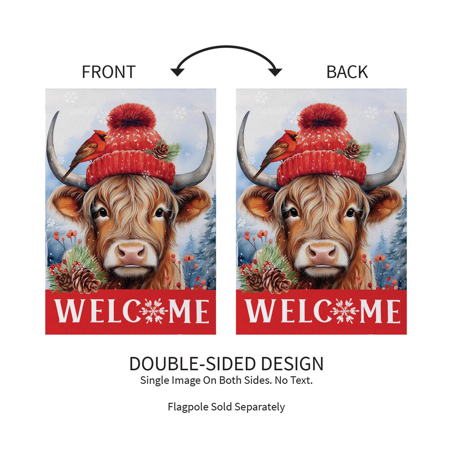 Bundled Up Highland Cow Suede Garden Flag
