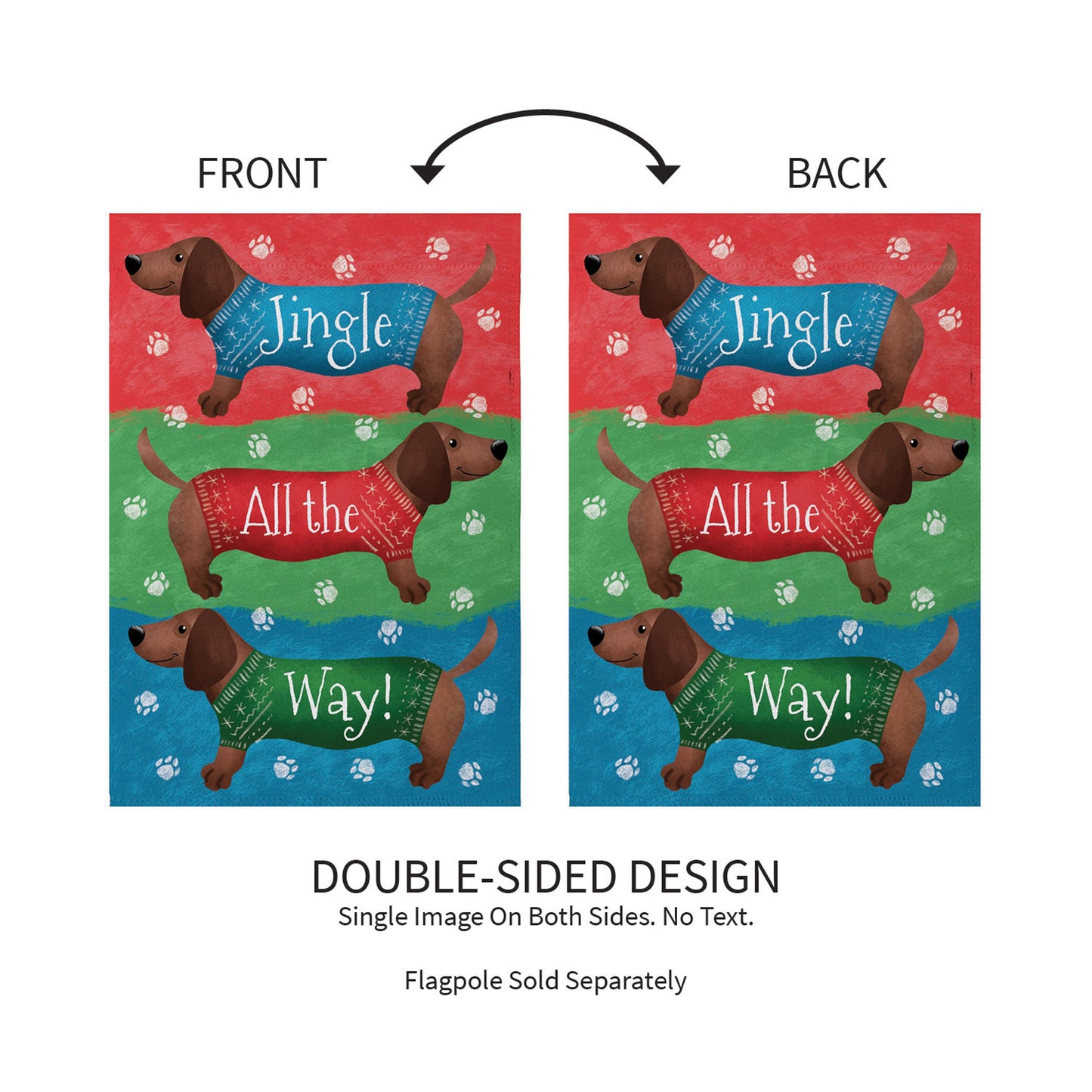 Jingle All The Way Dachshund Suede Garden Flag