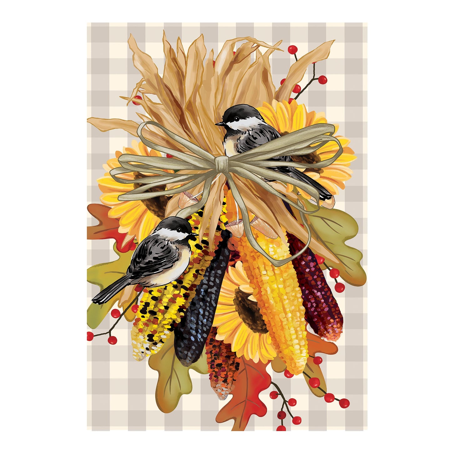 Ornamental Corn Burlap House Flag