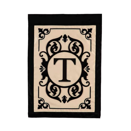 Cambridge Monogram Garden Applique Flag, Letter T