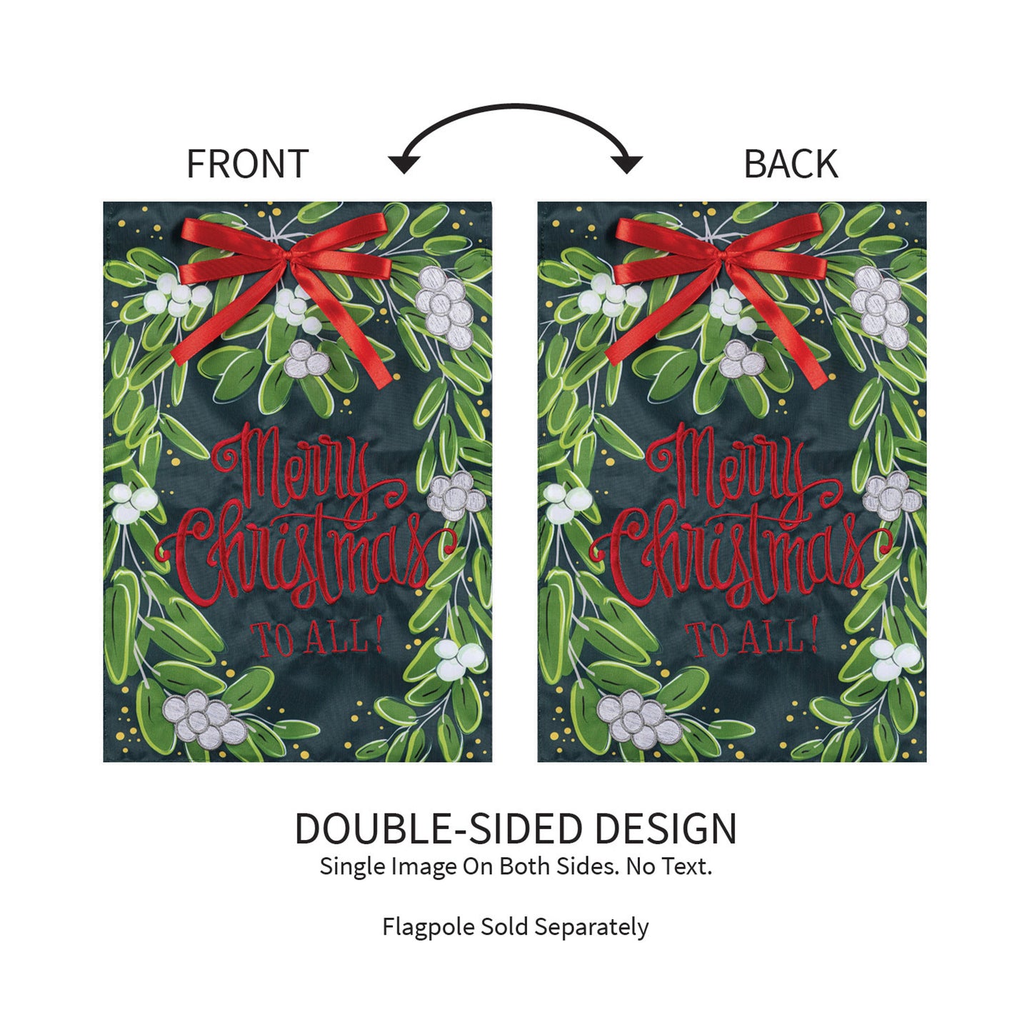 Merry Christmas Mistletoe Applique Garden Flag