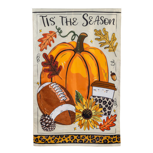 Tis' The Season Fall Applique House Flag