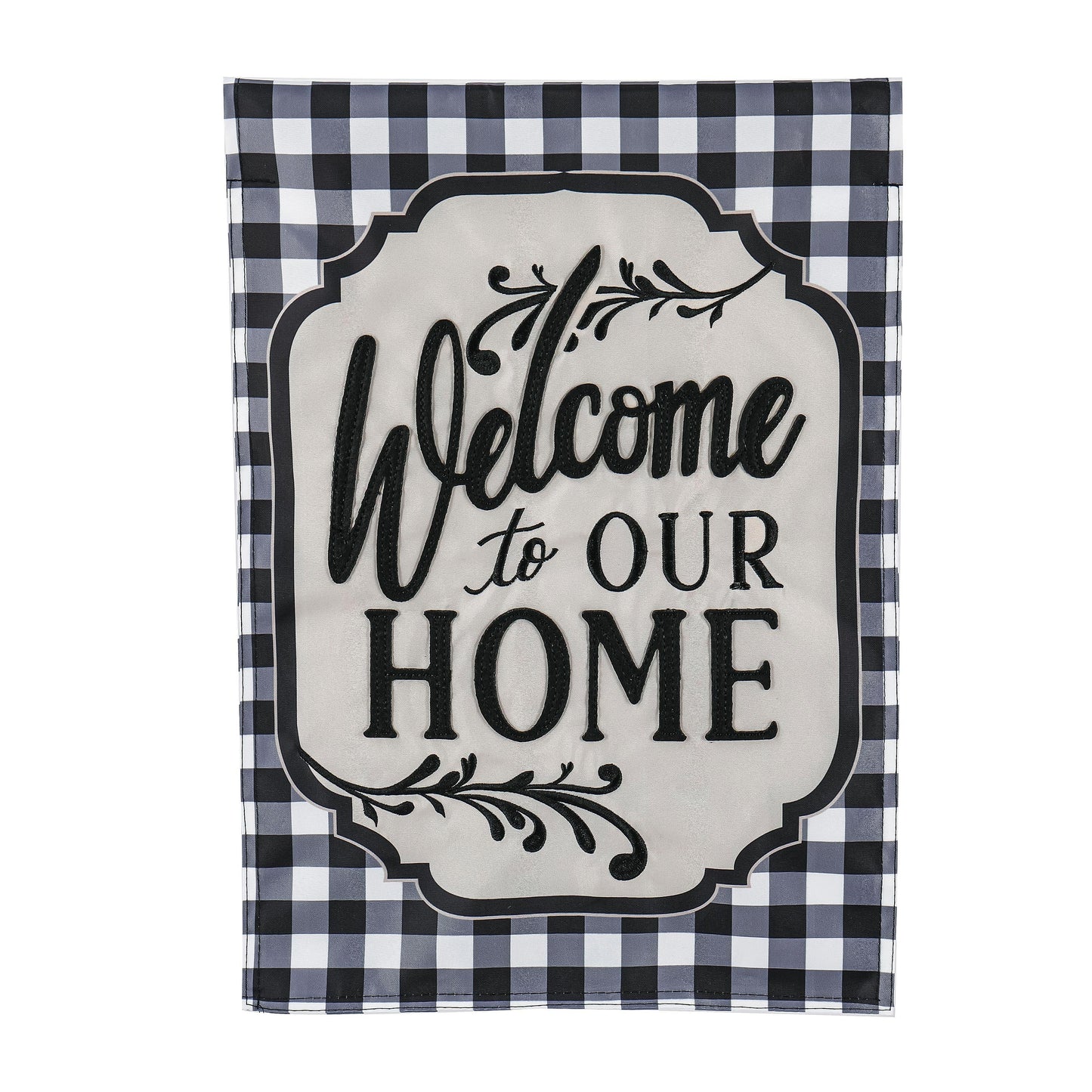 Classic Welcome Home Garden Applique Flag