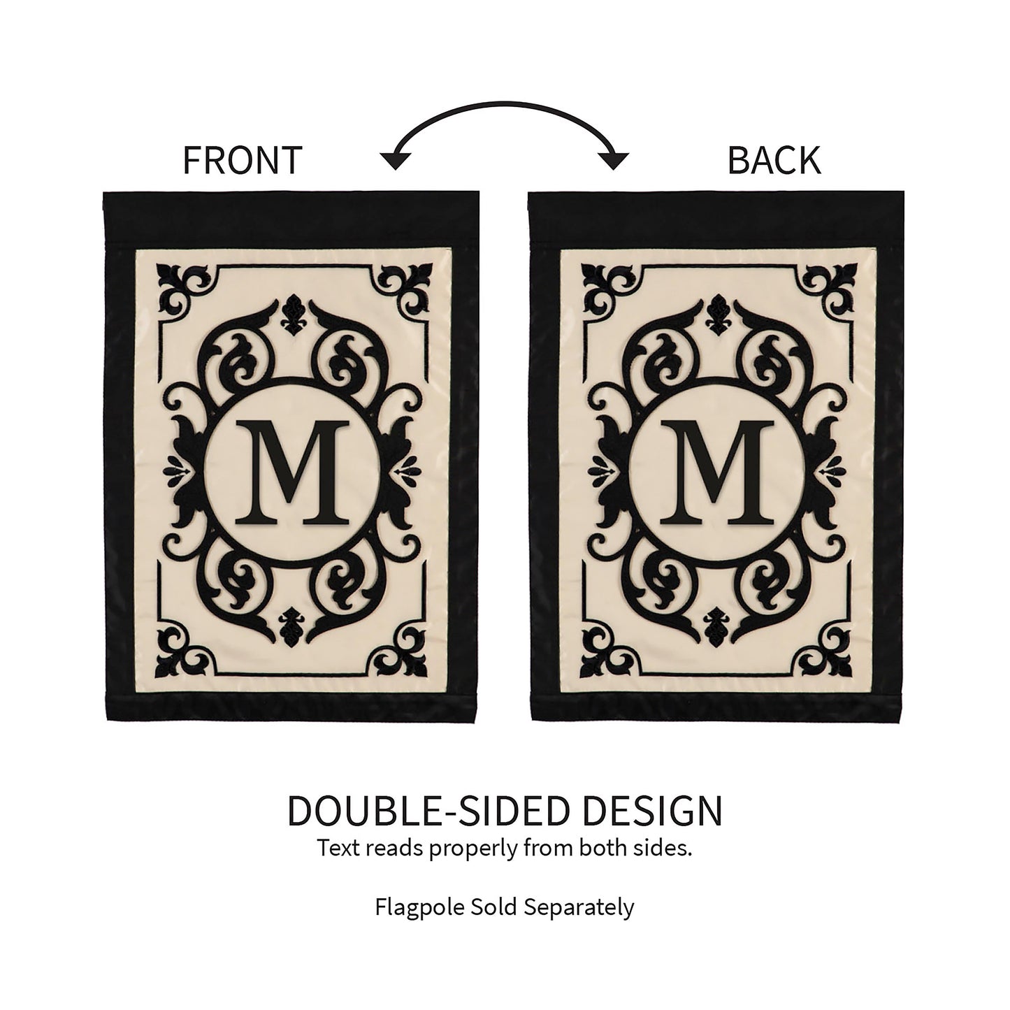 Cambridge Monogram Garden Applique Flag, Letter M