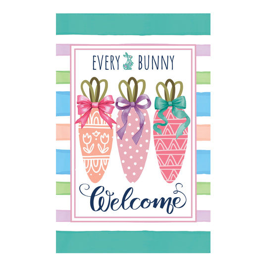 Every Bunny Carrot Welcome Applique Garden Flag
