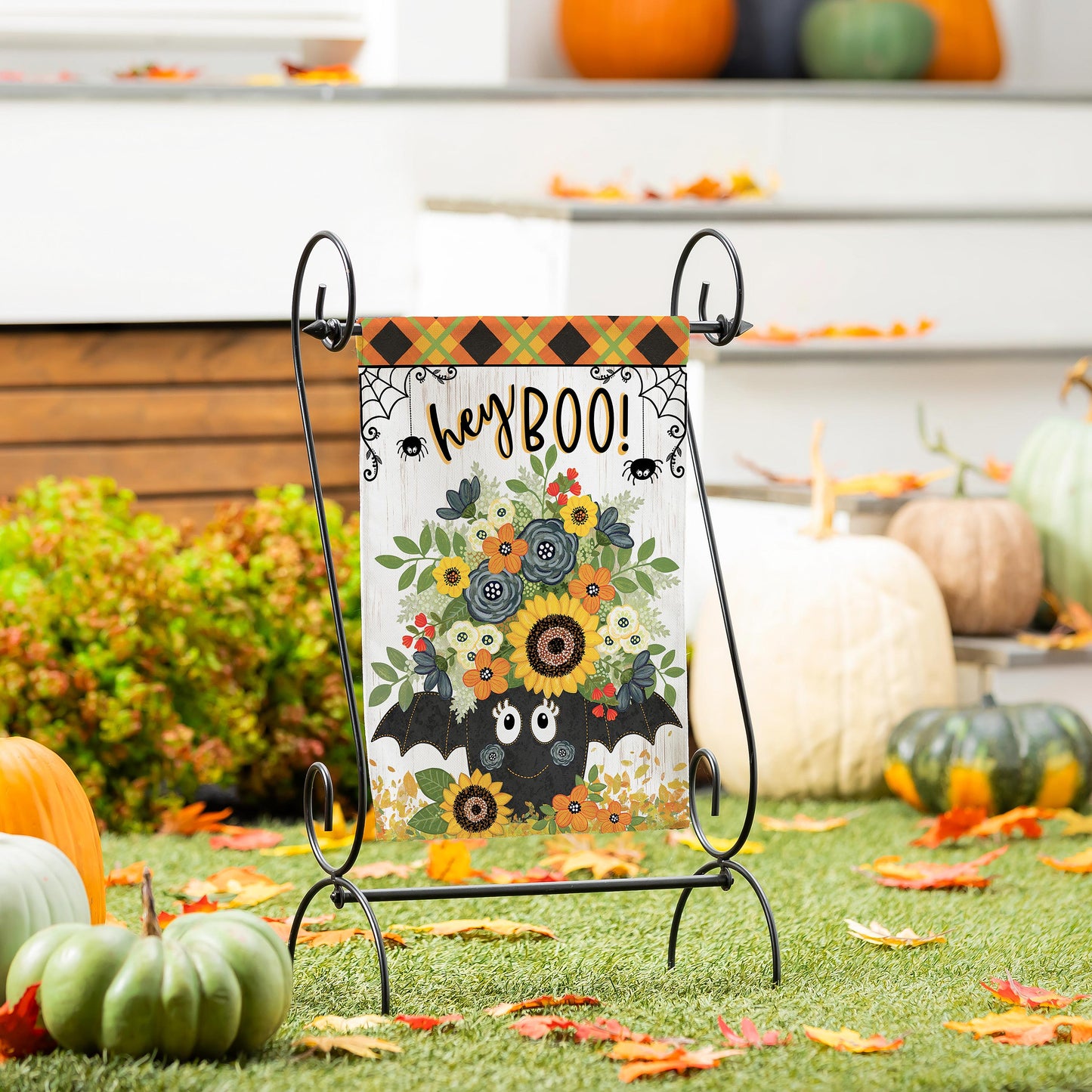 Hey Boo Moire Garden Flag