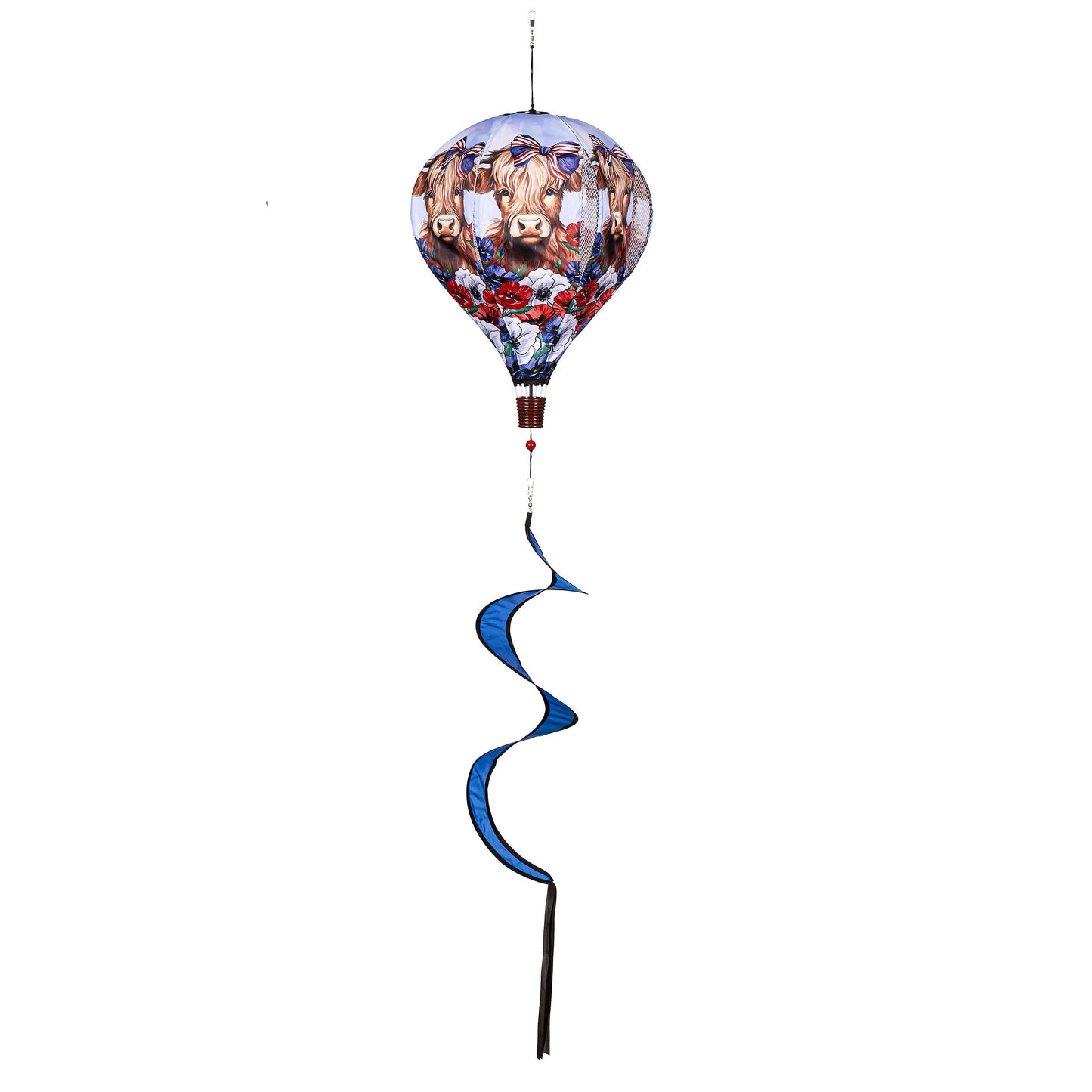 Patriotic Highland Cow Balloon Spinner