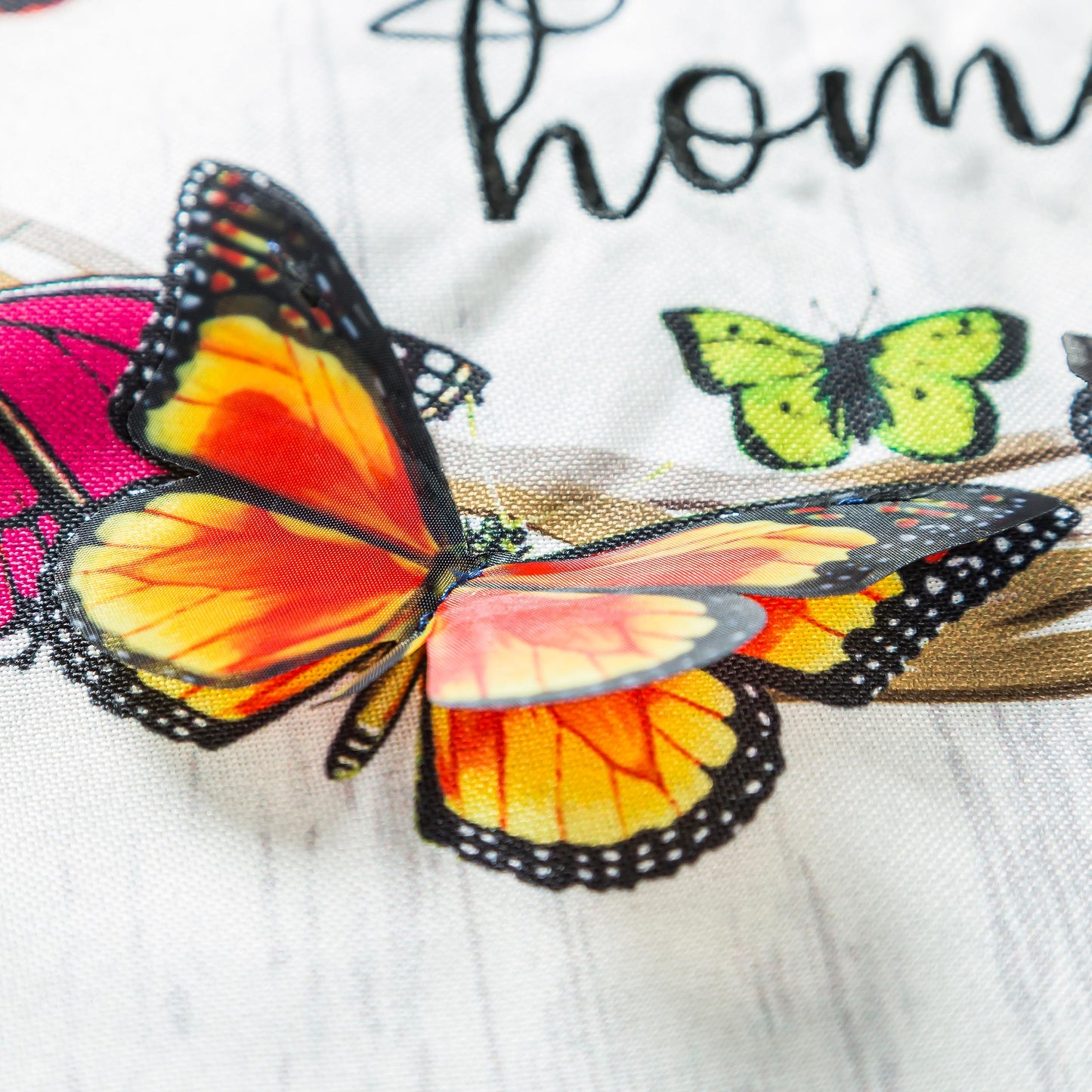 Butterfly Welcome Wreath Garden Linen Flag