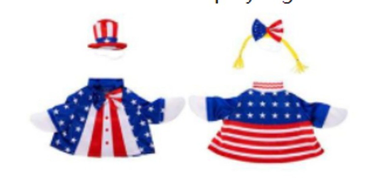 Giddy the Porch Goose Statue Patriotic Outfit, Set of 2