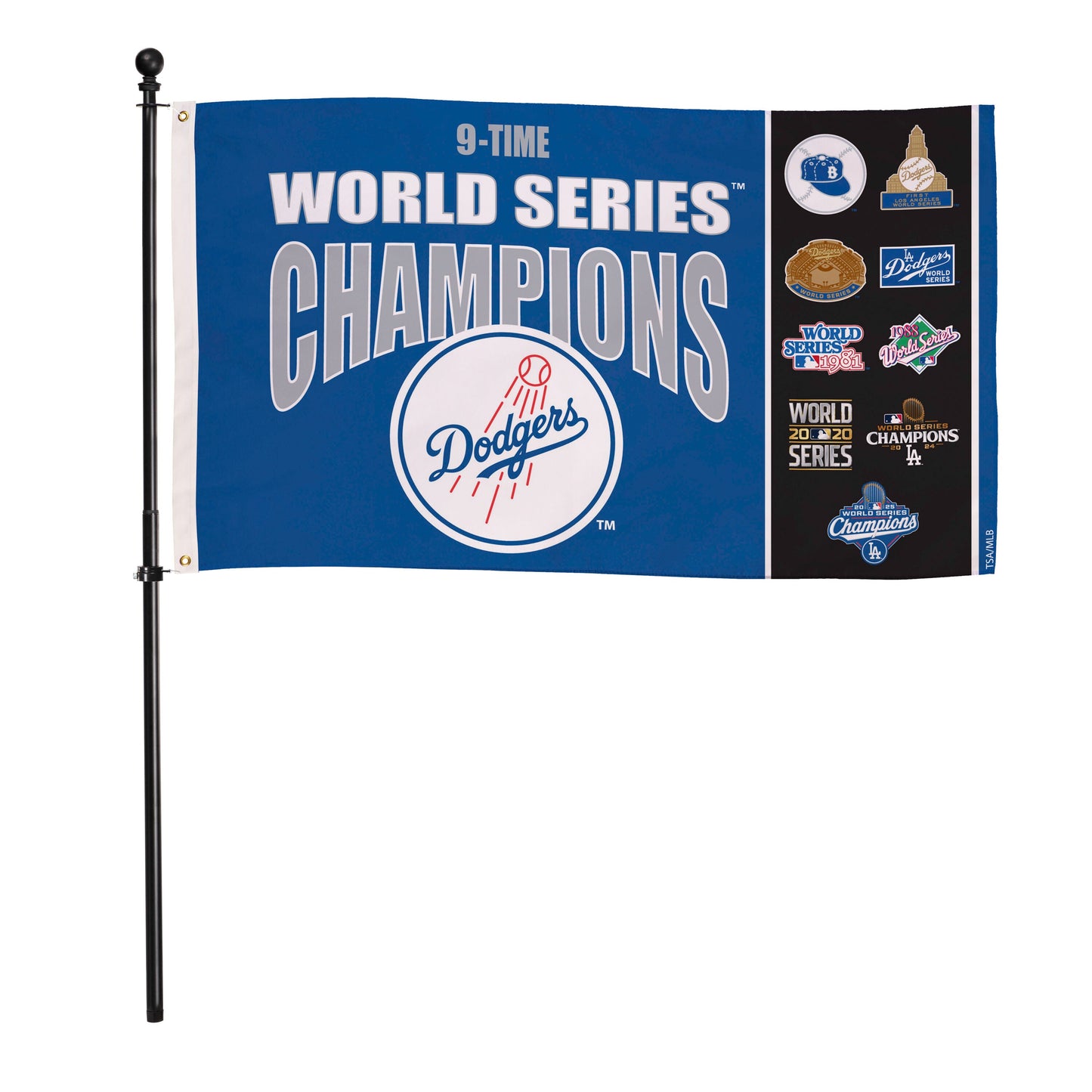 Los Angeles Dodgers Single Sided Flag w/ 2 Grommets, 3'x5' Multi Win Flag
