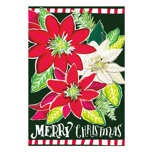 Holiday Poinsettia Applique House Flag