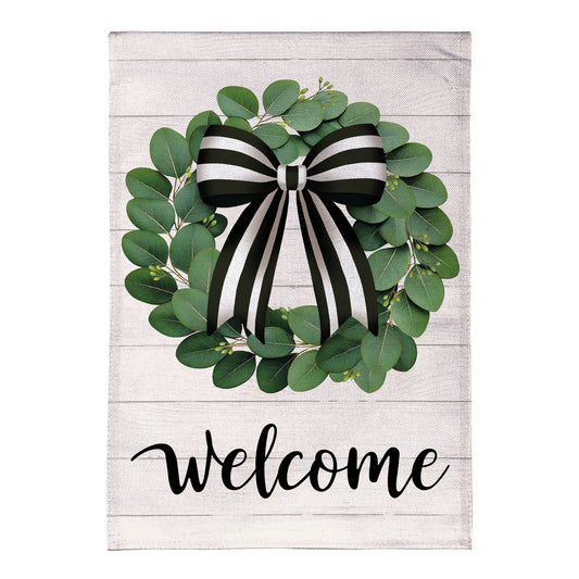 Eucalyptus Leaves Wreath Burlap House Flag