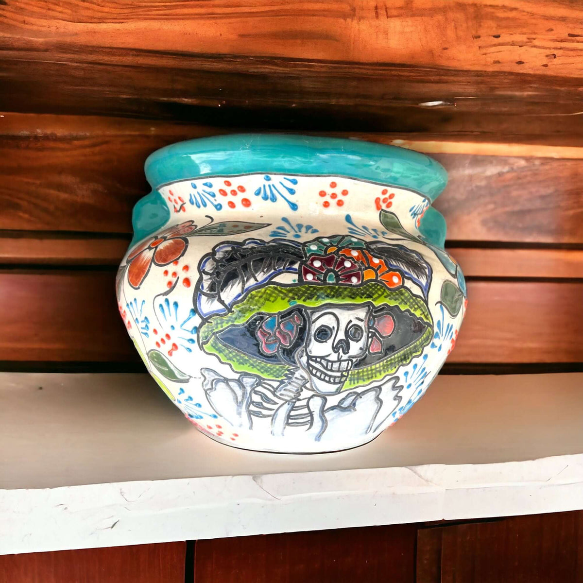 Talavera Catrina Planter | Hand-Painted Artisan Flower Pot