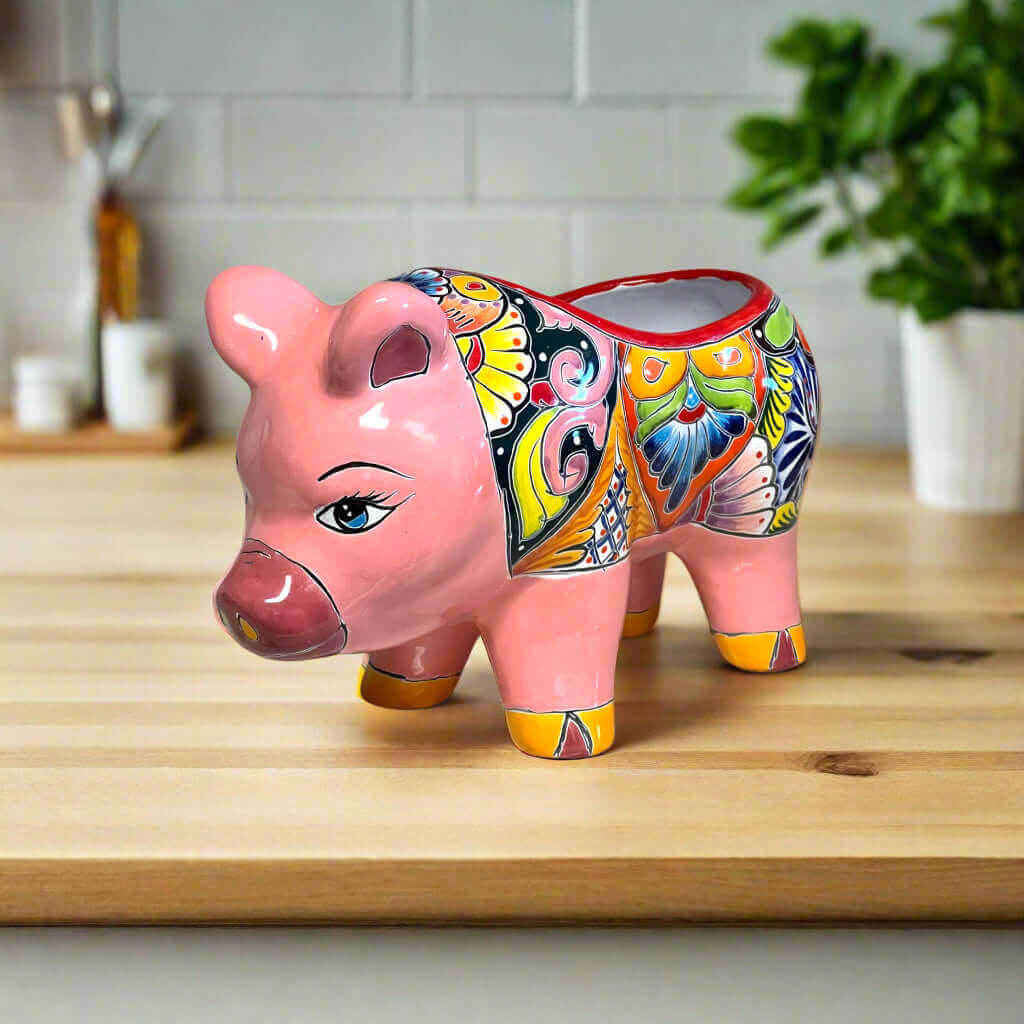 Talavera Pig Planter | Colorful Hand-Painted Mexican Pottery