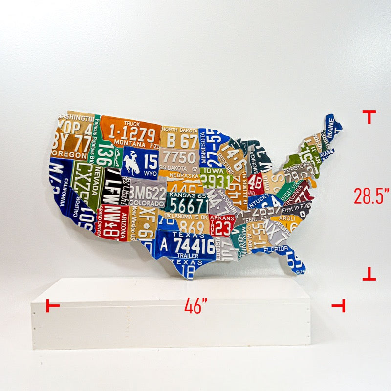 Metal License Plate USA Map