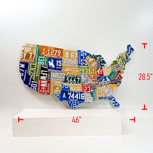 Metal License Plate USA Map