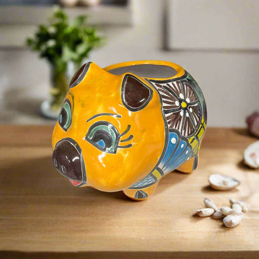 Talavera Pig Planter | Colorful Hand-Painted Mexican Flower Pot